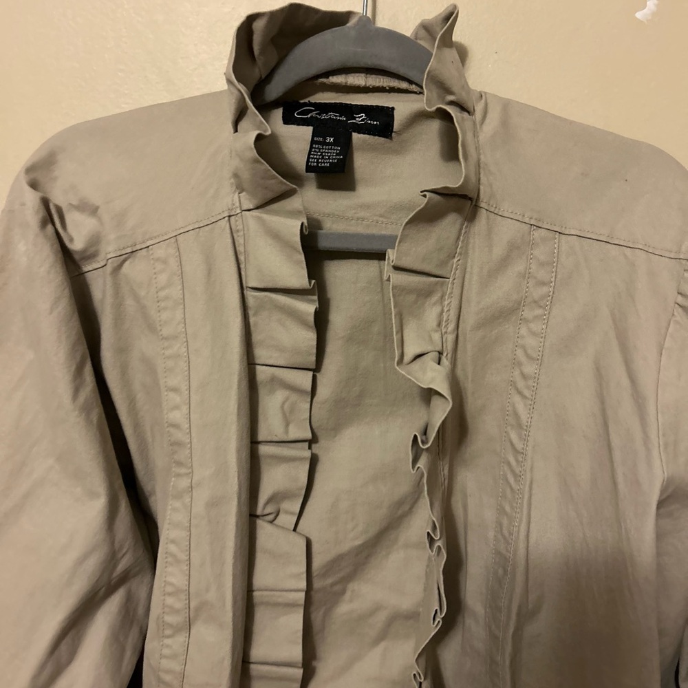 Chico's Ruffled Tan Jacket - Picture 2 of 5